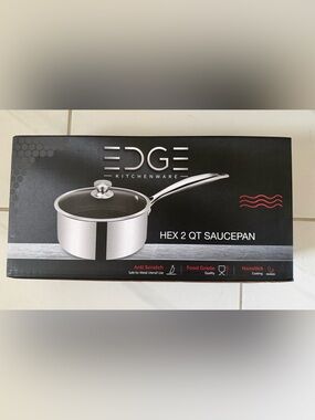 EDGE Kitchenware Hex 2 Qt Saucepan - Silver NWOT